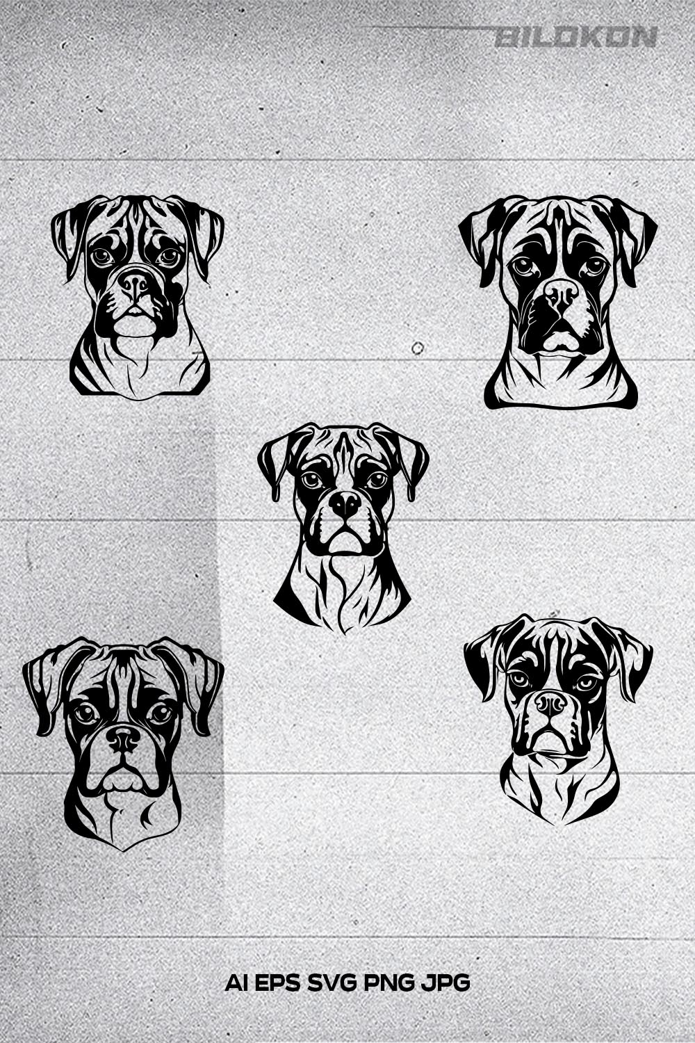 Boxer dog dog head, SVG, Vector, Illustration, SVG Bundle pinterest preview image.