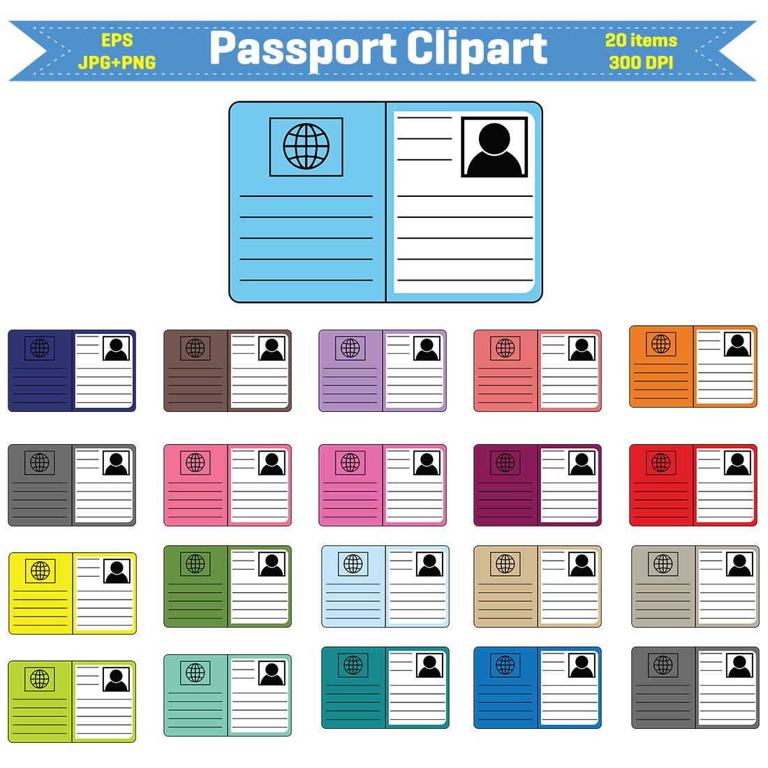 Passport Clipart - MasterBundles, Passport Clipart Sticker