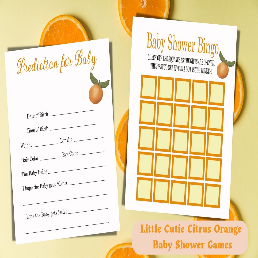 Little Cutie Citrus Orange Baby Shower Invitation Set preview image.