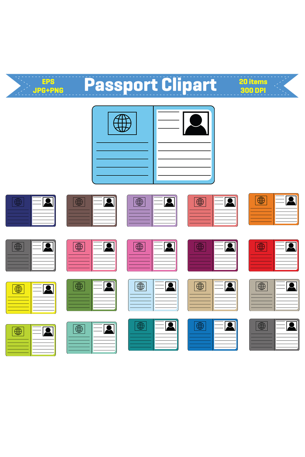 Passport Clipart pinterest preview image.