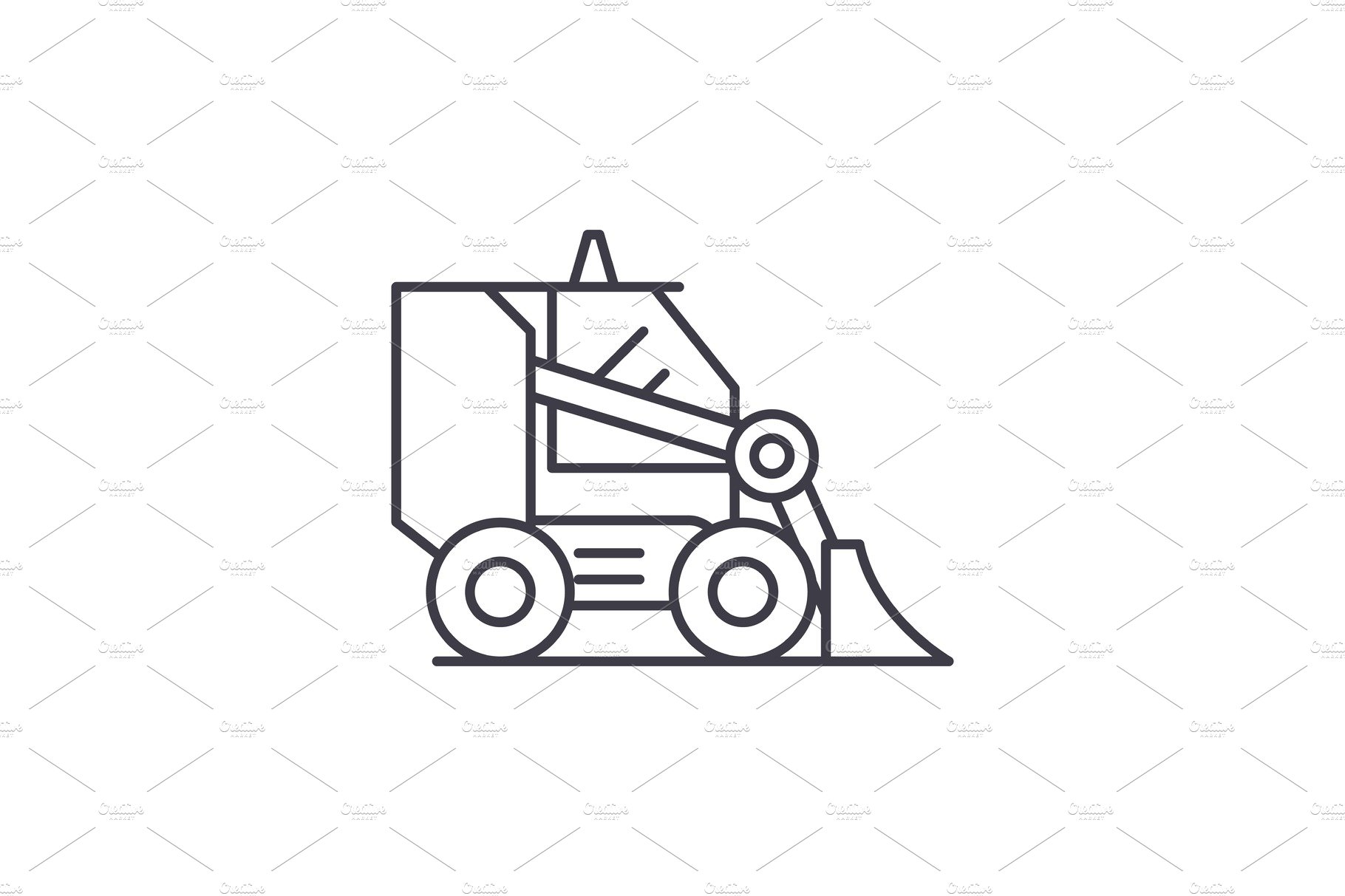 Bulldozer line icon concept cover image.