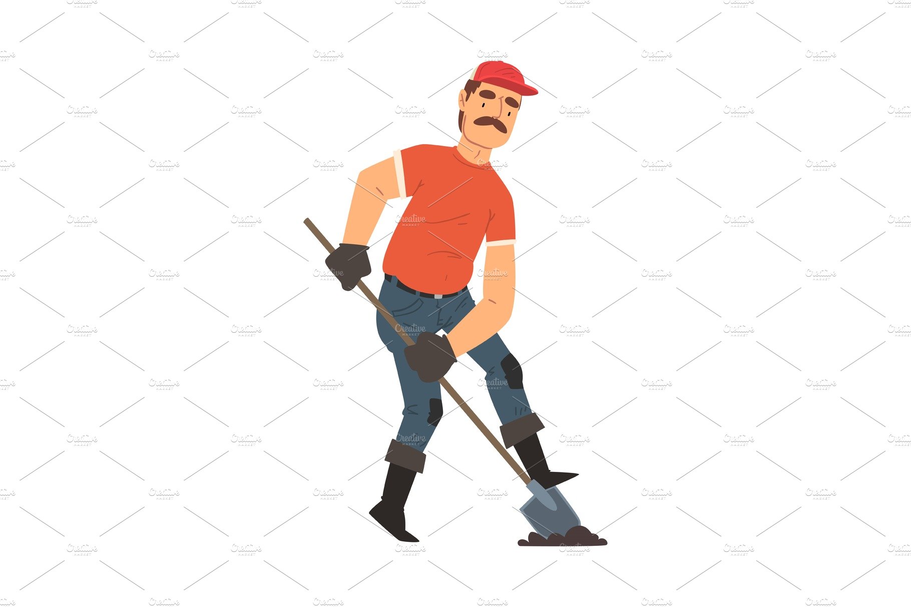 Man Gardener Digging with Shovel cover image.