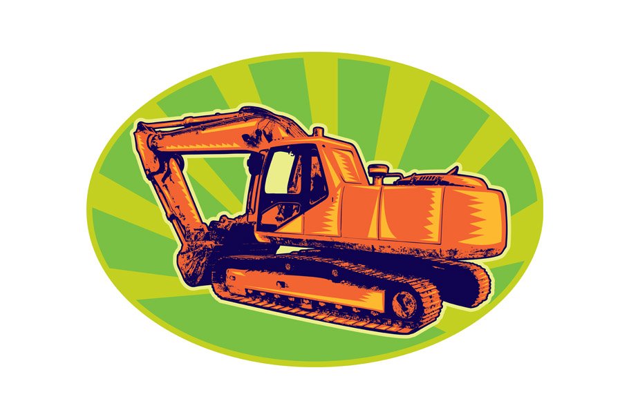 Mechanical Digger Excavator Retro cover image.