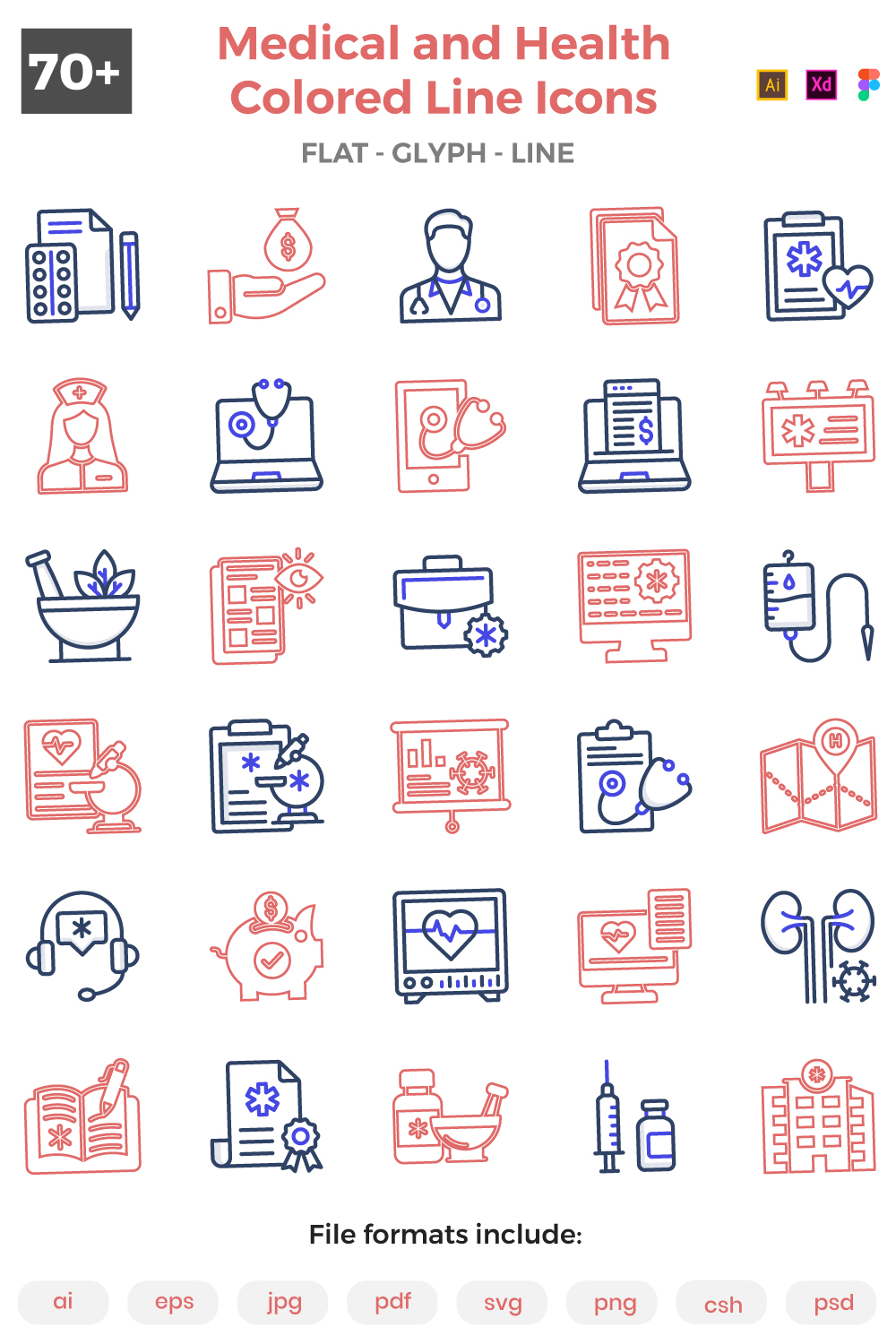Creative design Icons of Medical and Healthcare pinterest preview image.