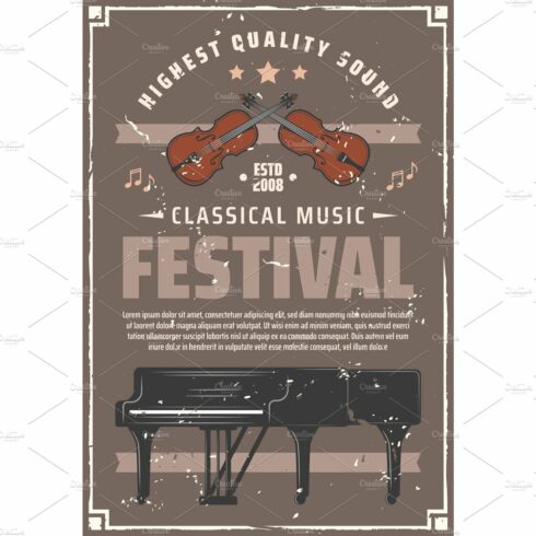 Music festival, piano and violin cover image.