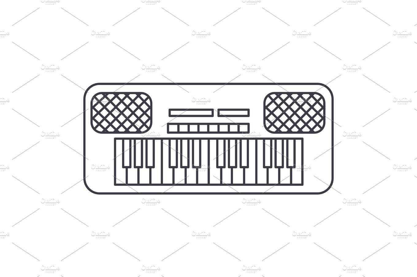 synthesizer vector line icon, sign, illustration on background, editable st... cover image.