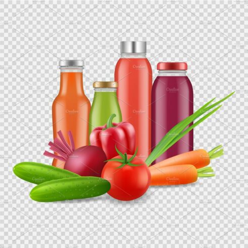 Fresh juices isolated on transparent cover image.