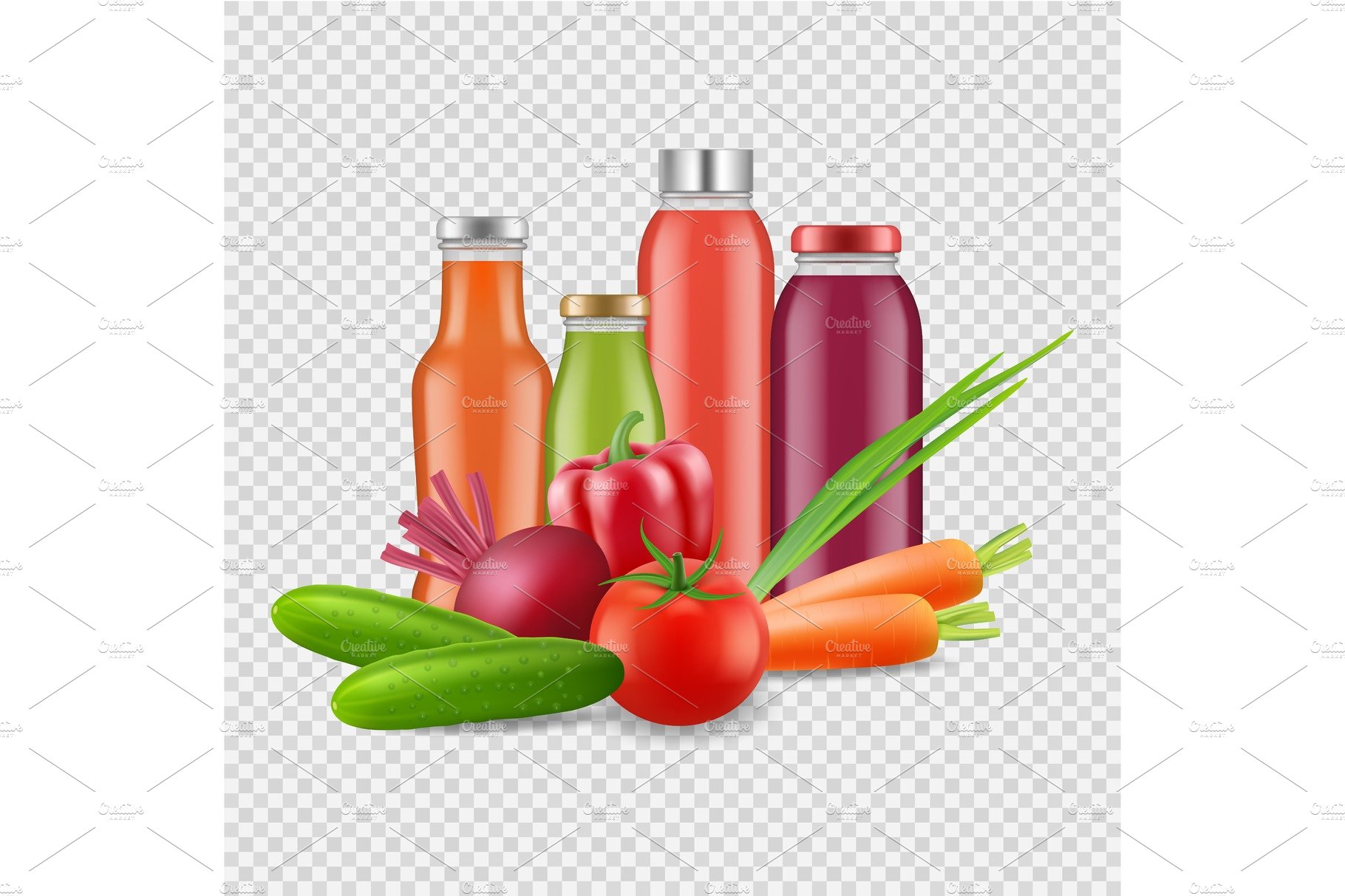 Fresh juices isolated on transparent cover image.