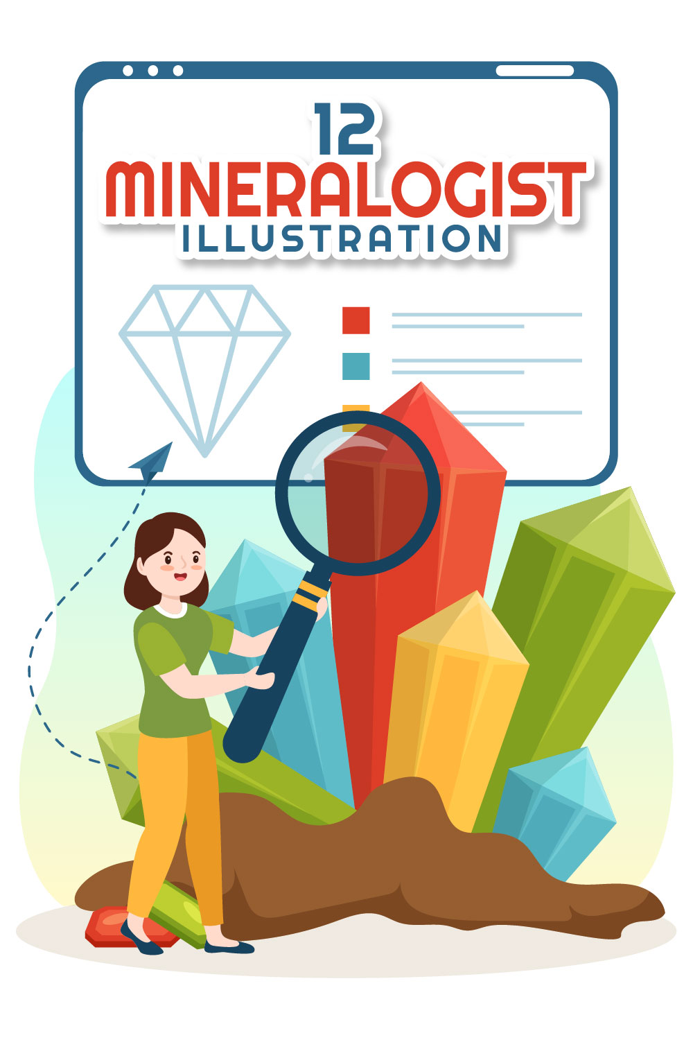 12 Mineralogist Vector Illustration pinterest preview image.