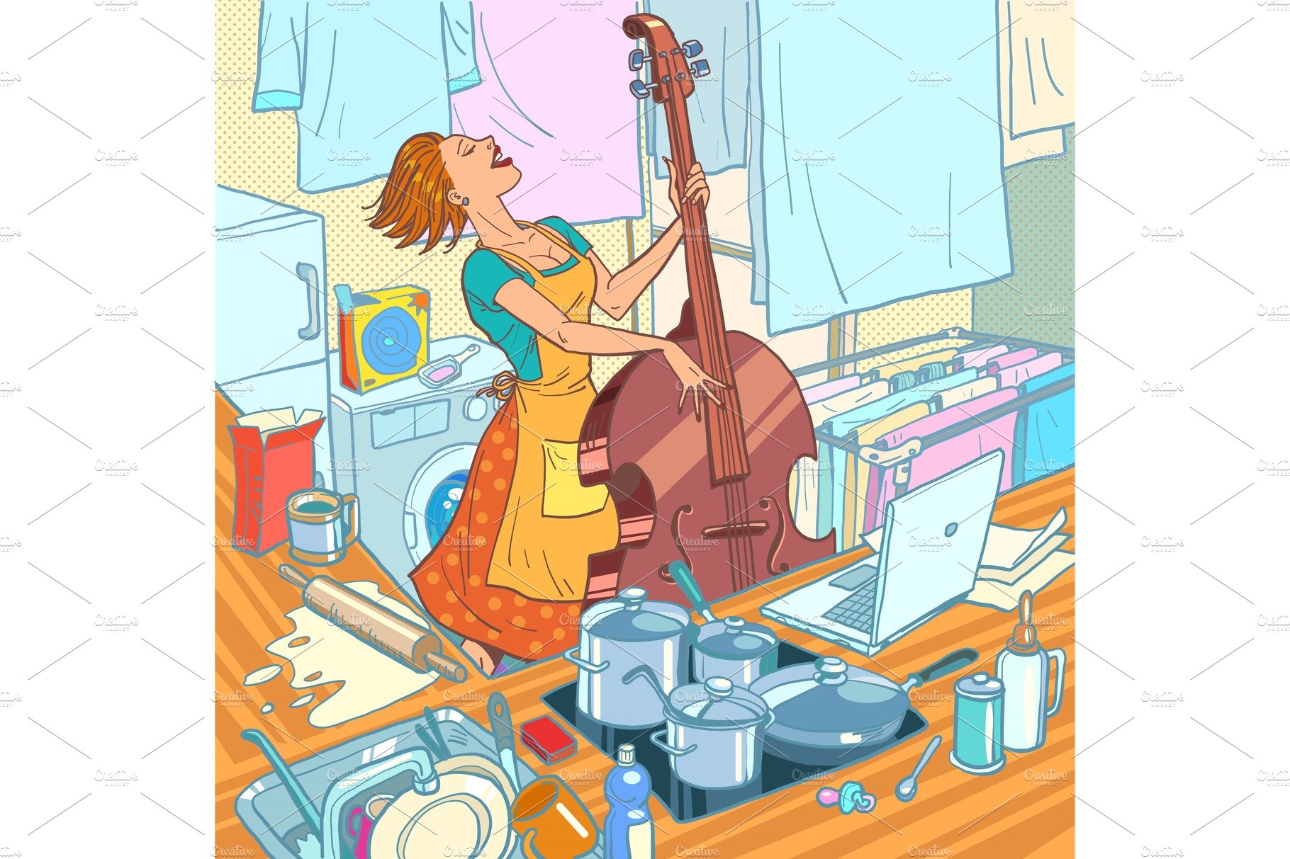 A female musician plays the double cover image.