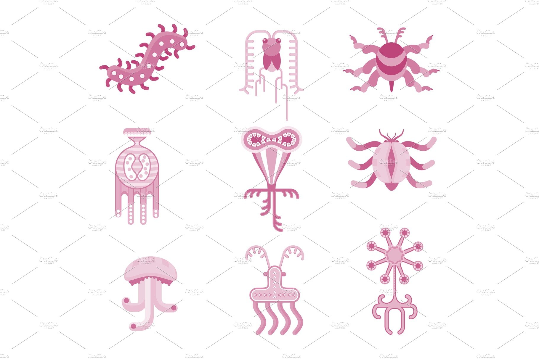 microorganism icon set cover image.