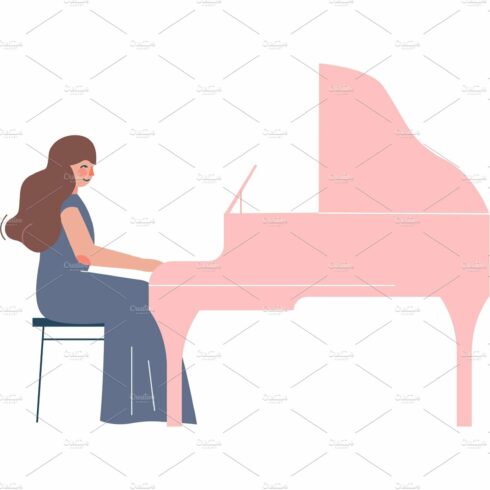 Woman Musician Playing Grand Piano cover image.