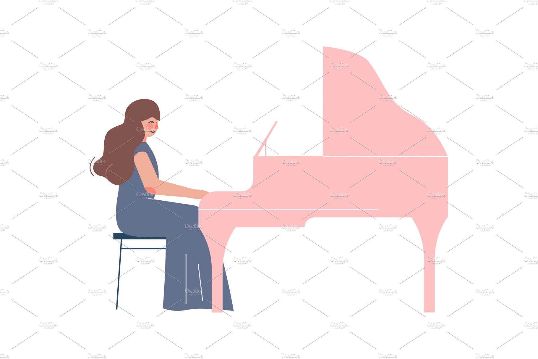 Woman Musician Playing Grand Piano cover image.