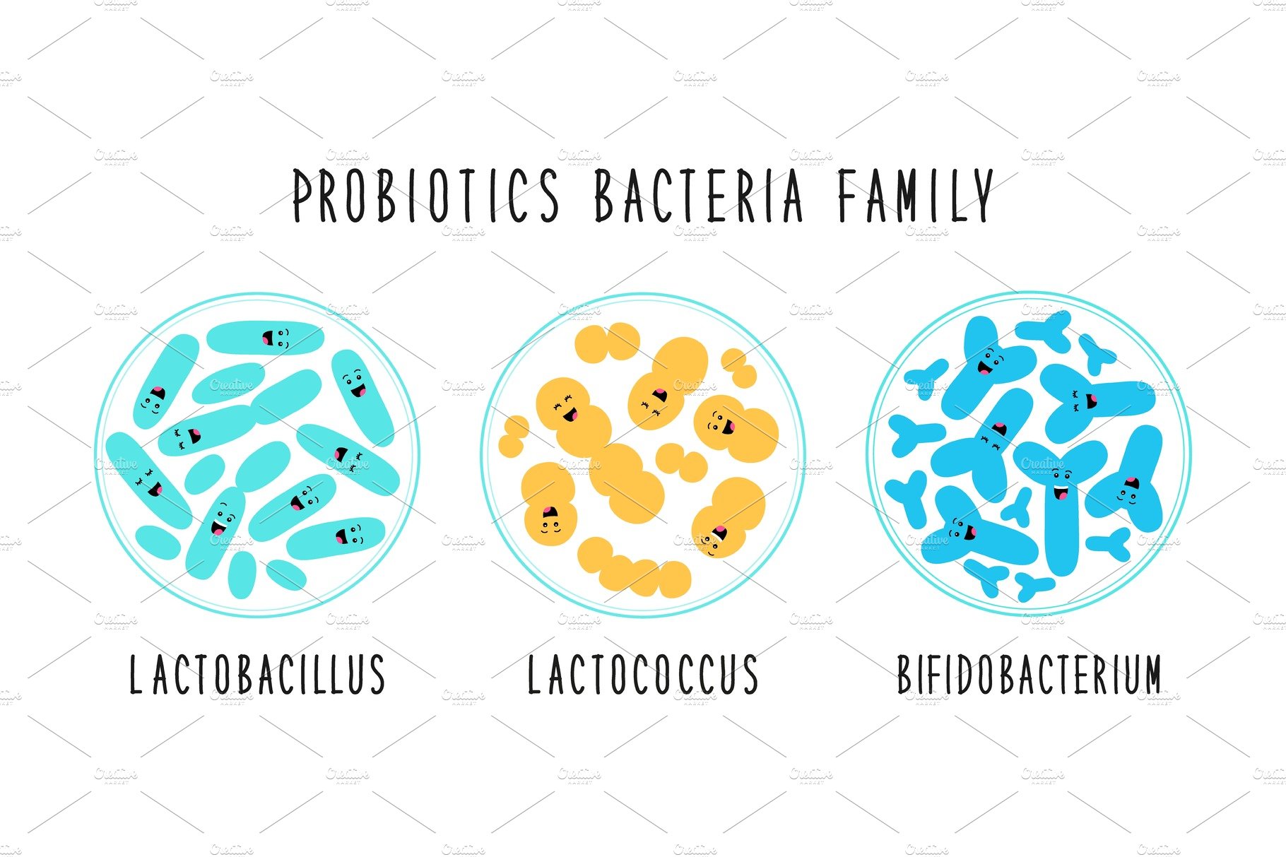 Funny probiotics bacteria family cover image.