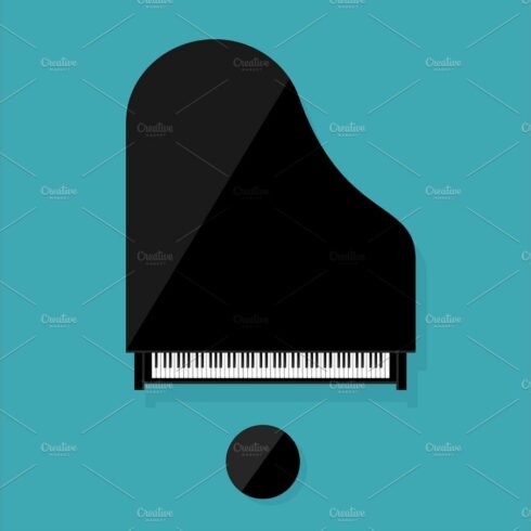 Vector illustration. Musical flat background. Piano key, keyboard. Melody. ... cover image.