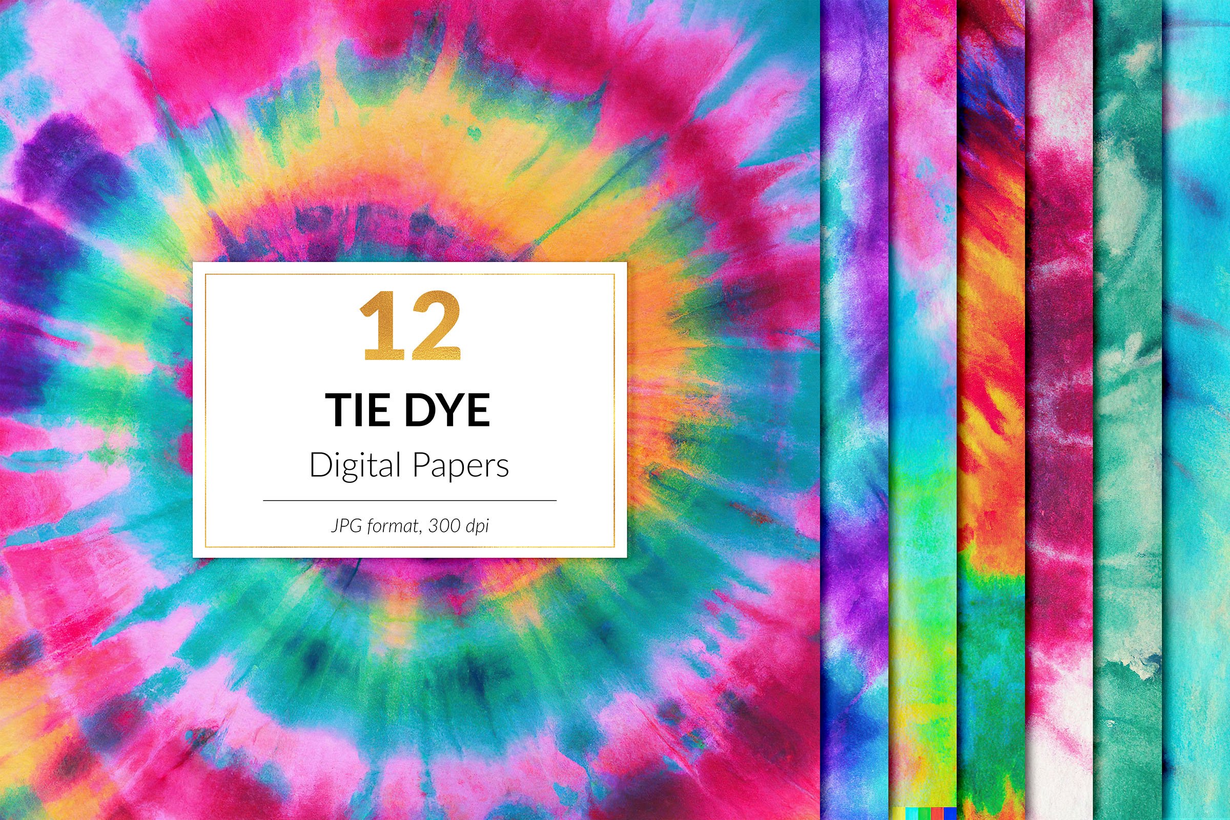 Tie dye digital paper cover image.