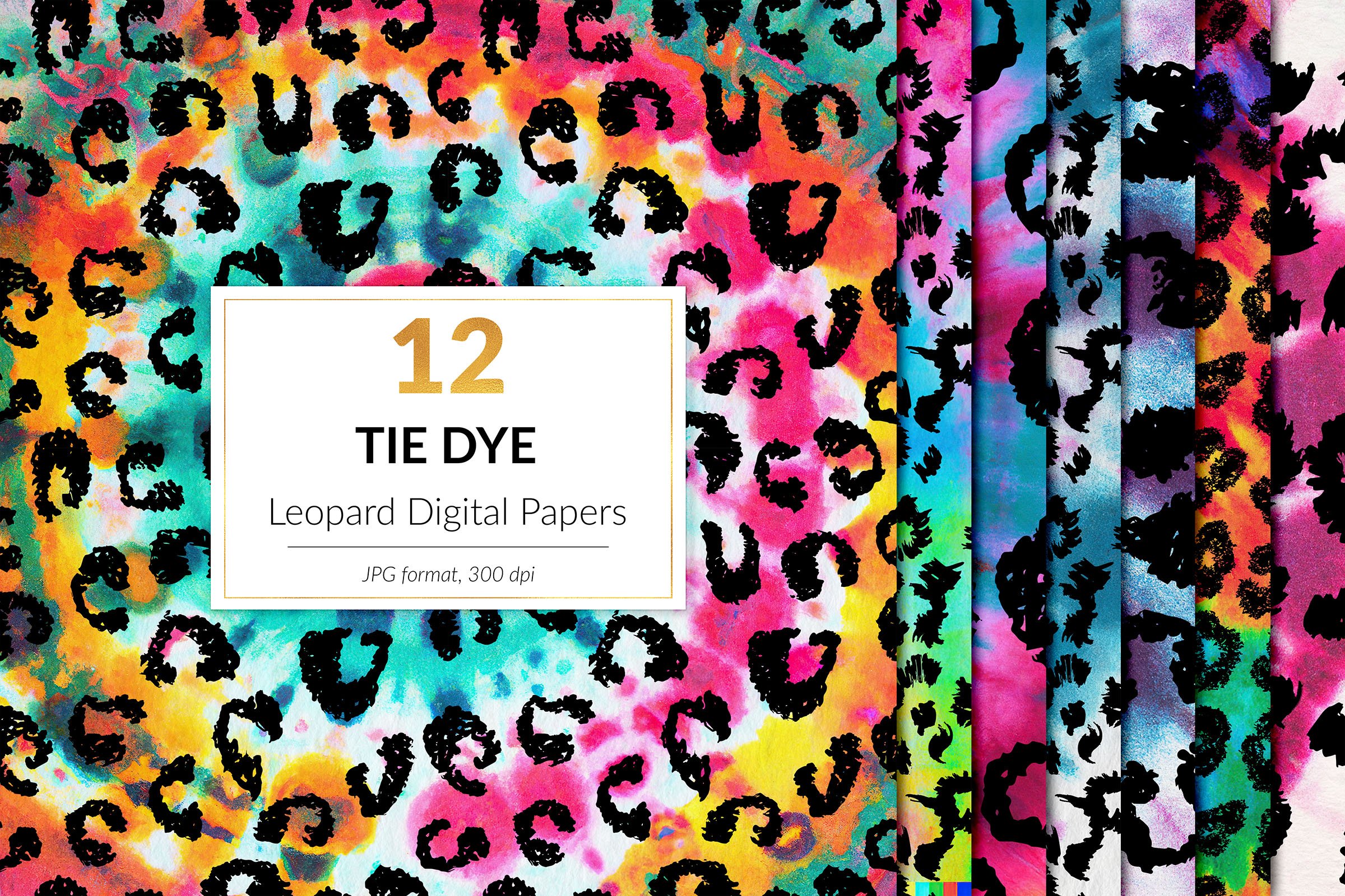 Leopard tie dye digital paper cover image.