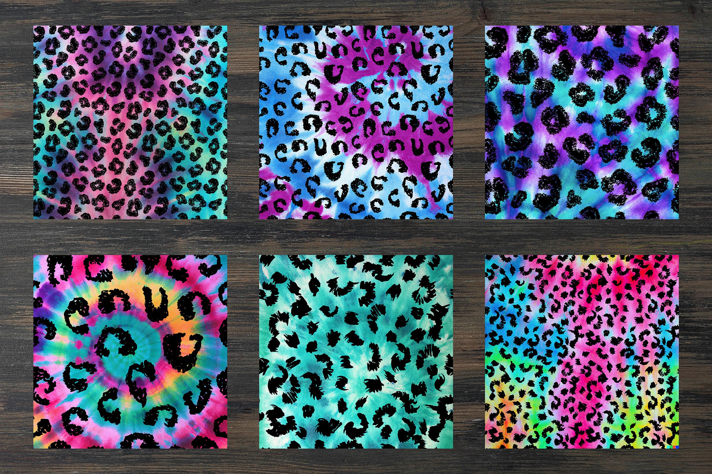 Leopard tie dye digital paper preview image.