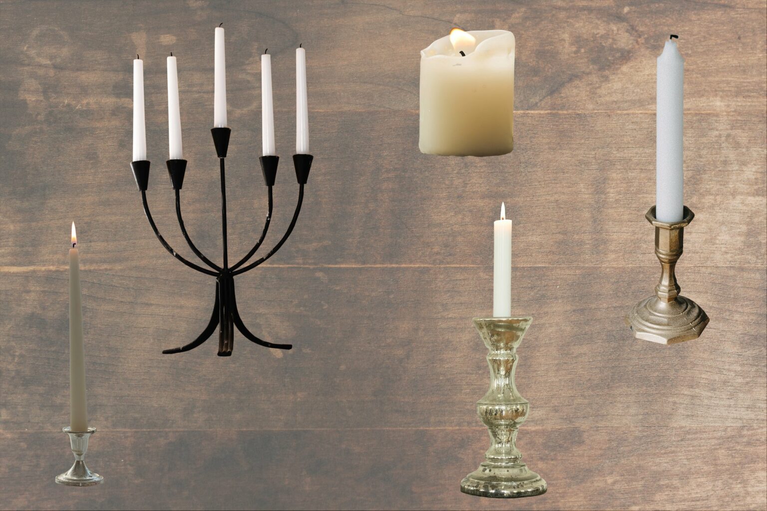 Candle holders, wax candles overlays MasterBundles