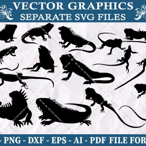 Iguana svg design bundle file cover image.