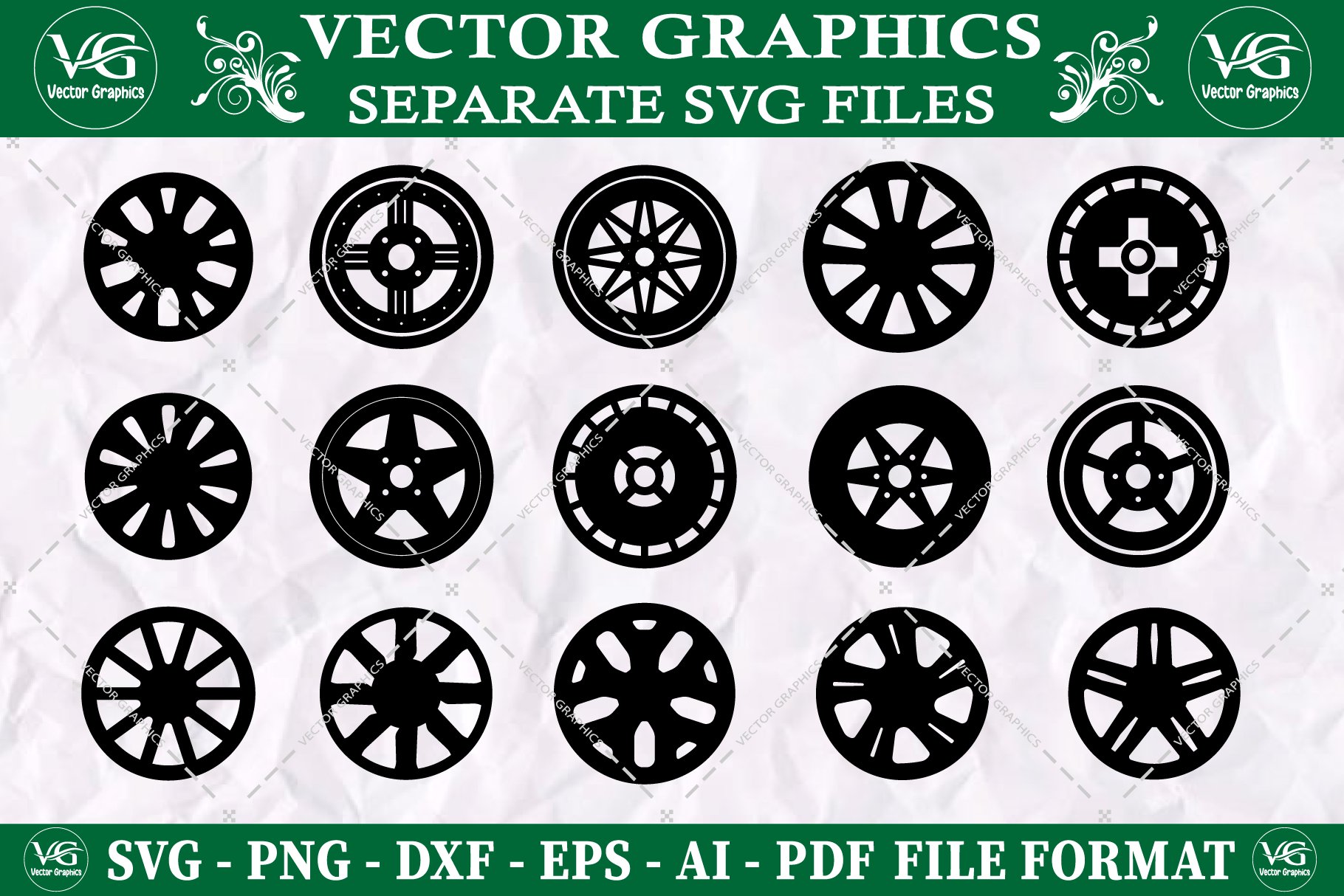 Car Wheels SVG Bundle, Tires svg preview image.