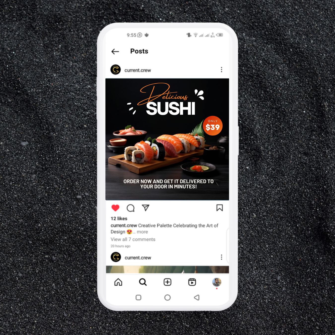 Canva-Designed Sushi Social Media Template preview image.