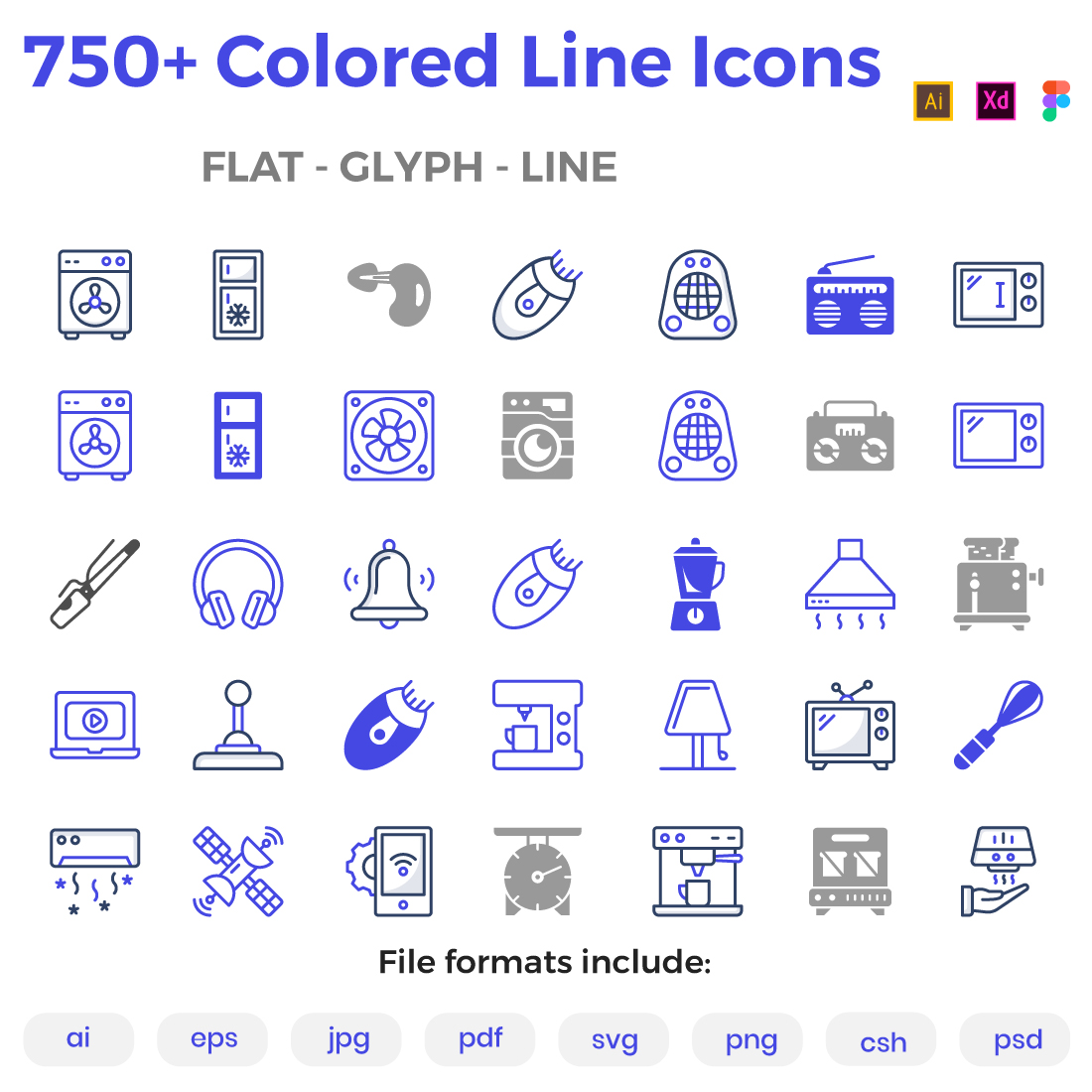 750+ Colored Line Icon cover image.