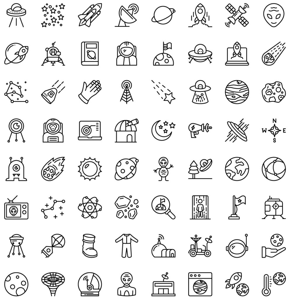 70 Space Colored Line Icons Pack - MasterBundles