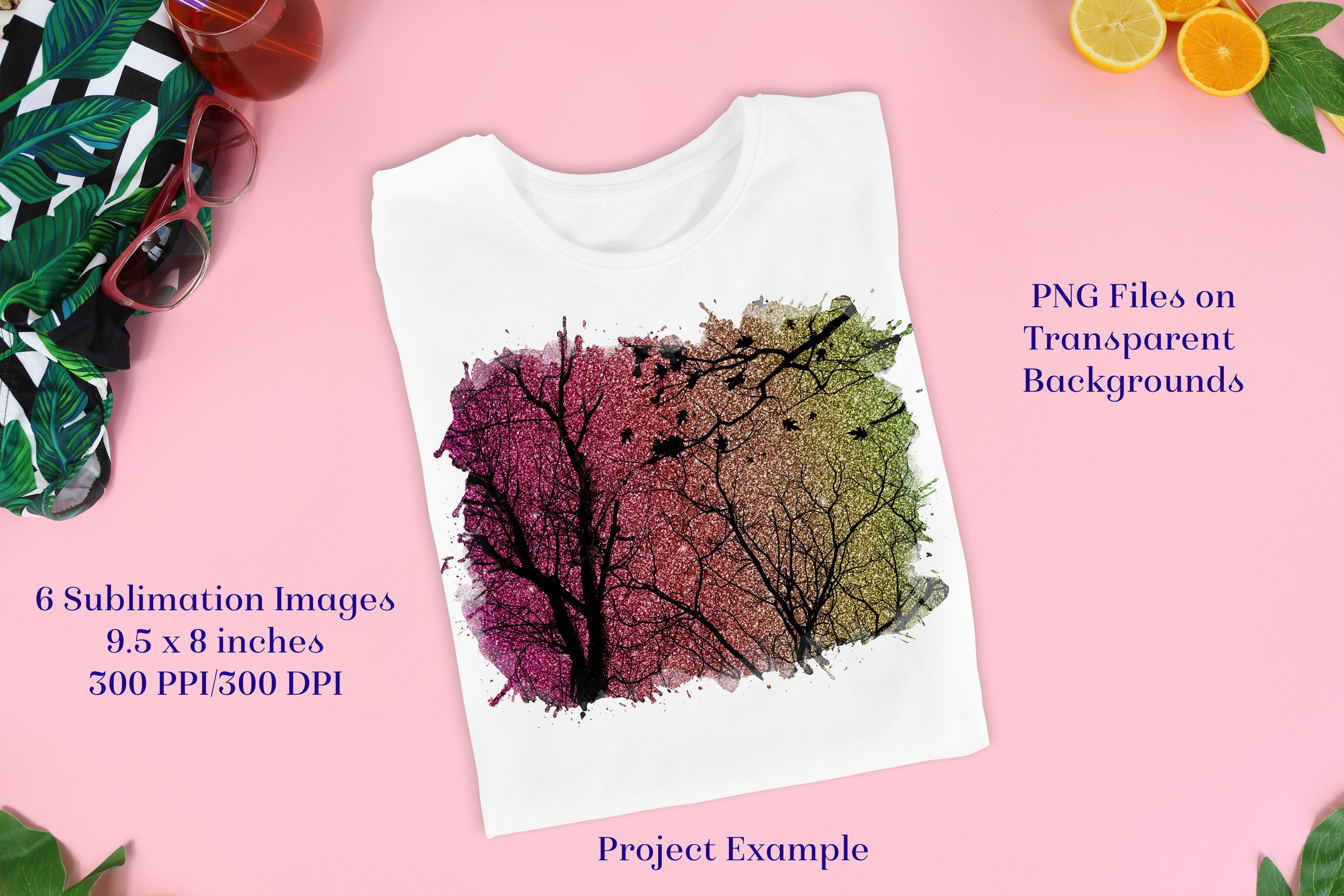 Sublimation - Sunset Forest Glitter preview image.