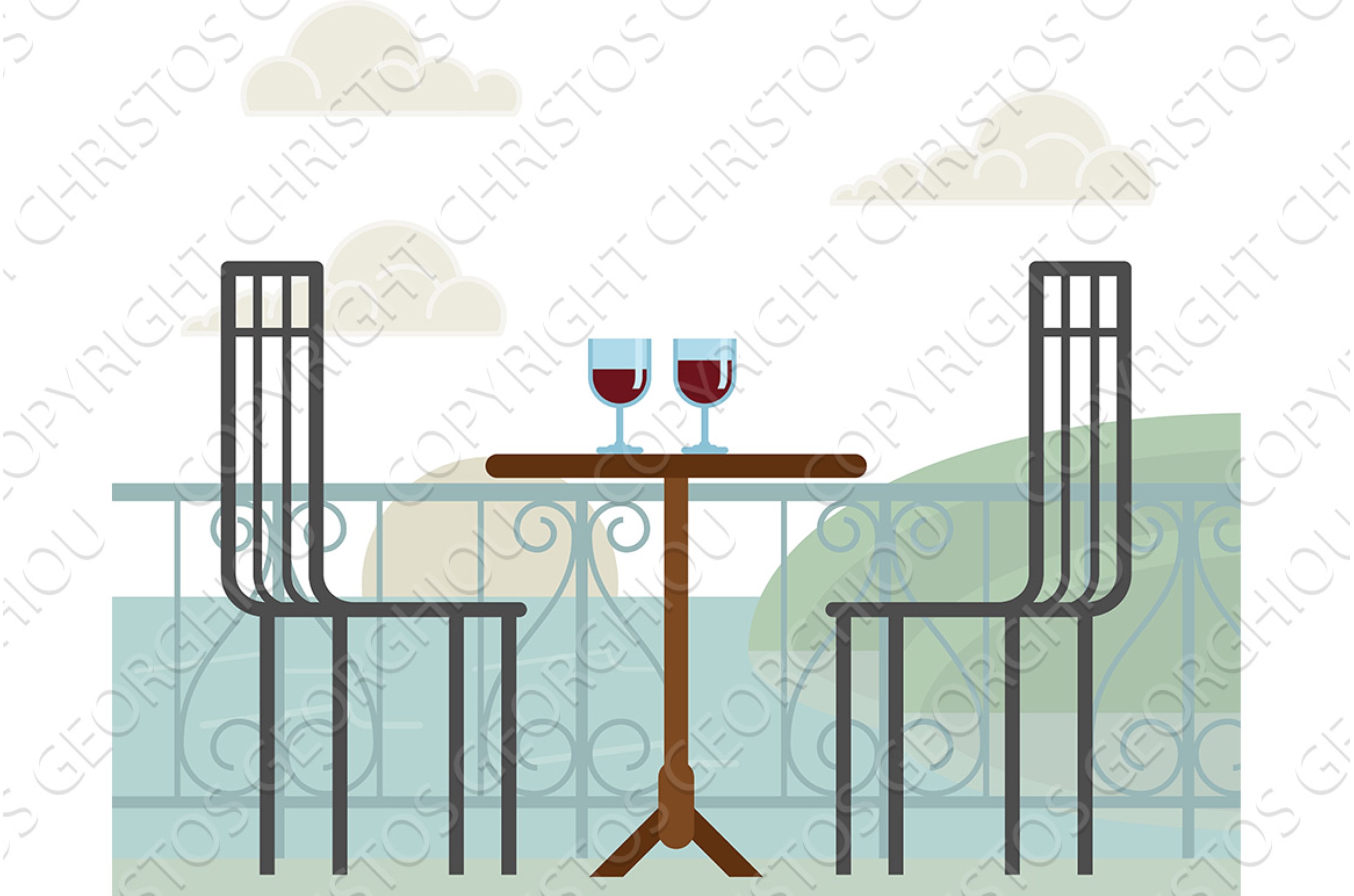 Romantic Scene Wine Glasses Sunset cover image.