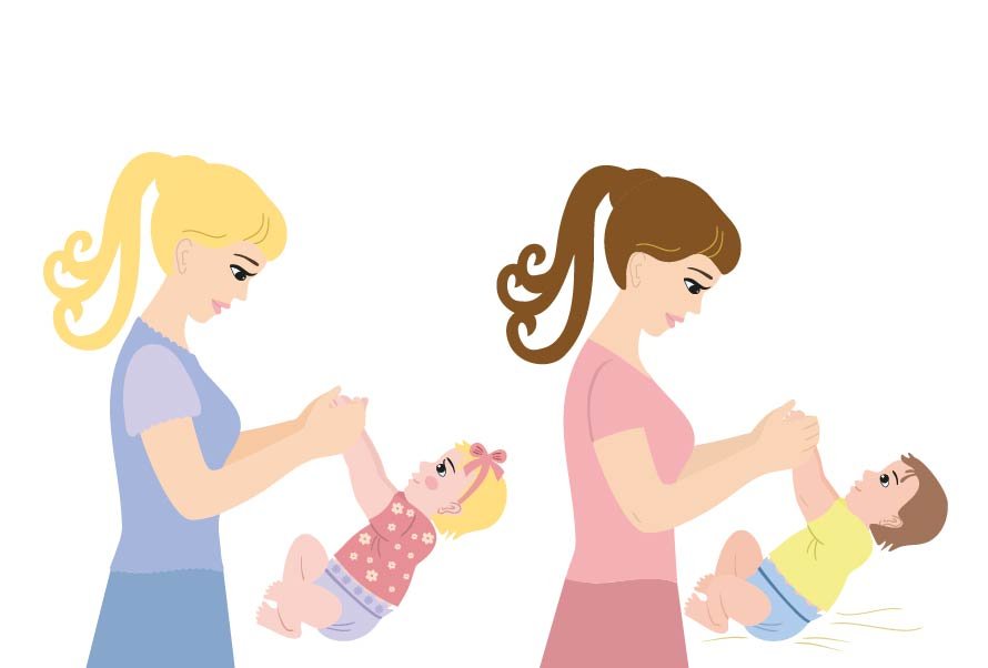 Mother and baby vector illustration cover image.