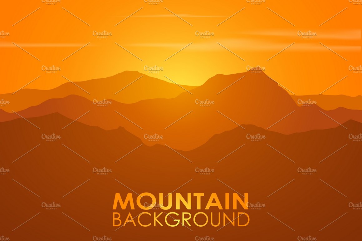Mountain range over sunset. Vector. cover image.