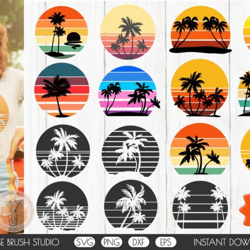 Retro Sunset Background Bundle SVG cover image.