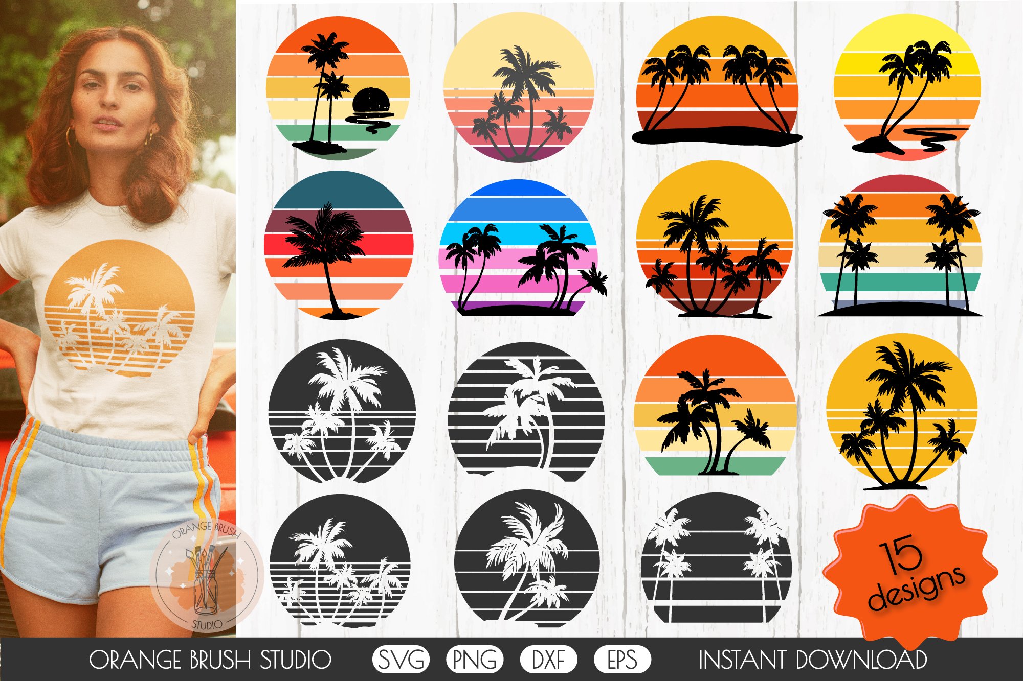 Retro Sunset Background Bundle SVG cover image.