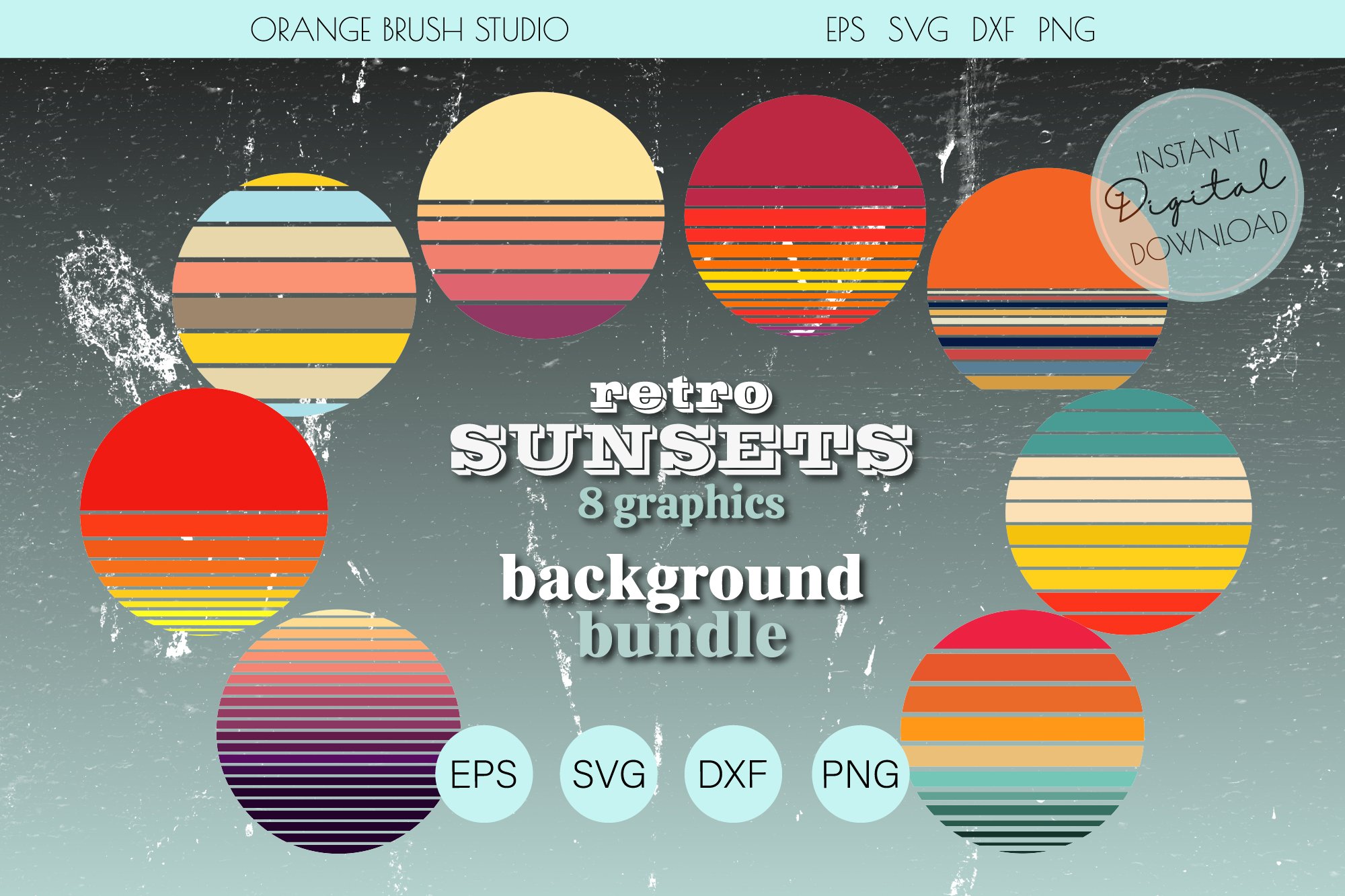 Retro Sunset Background Bundle cover image.