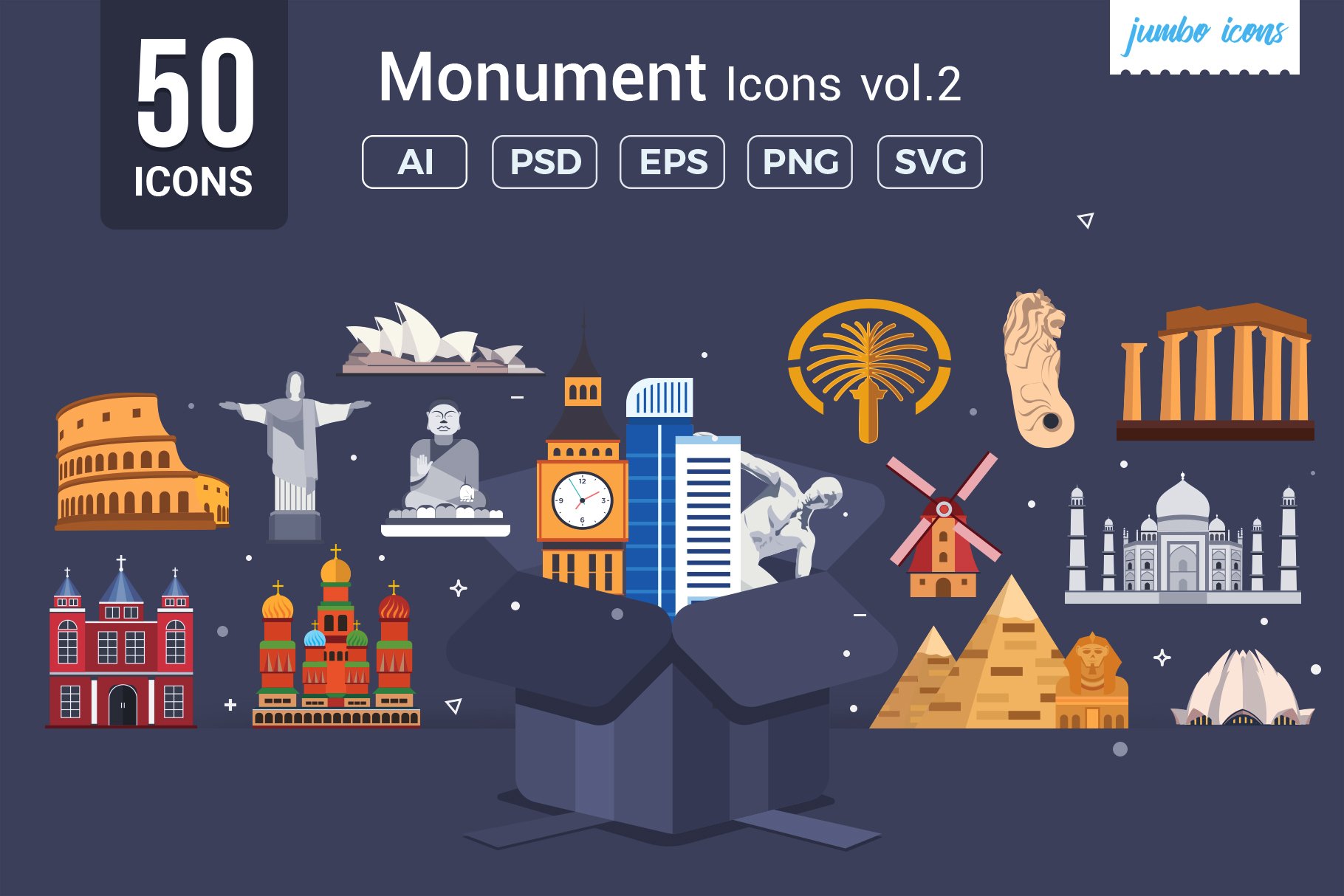 Flat Vector Icons Monument Pack V2 cover image.