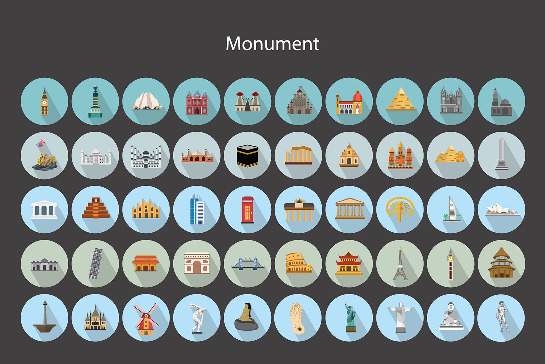 monument vector flat icons 5 202