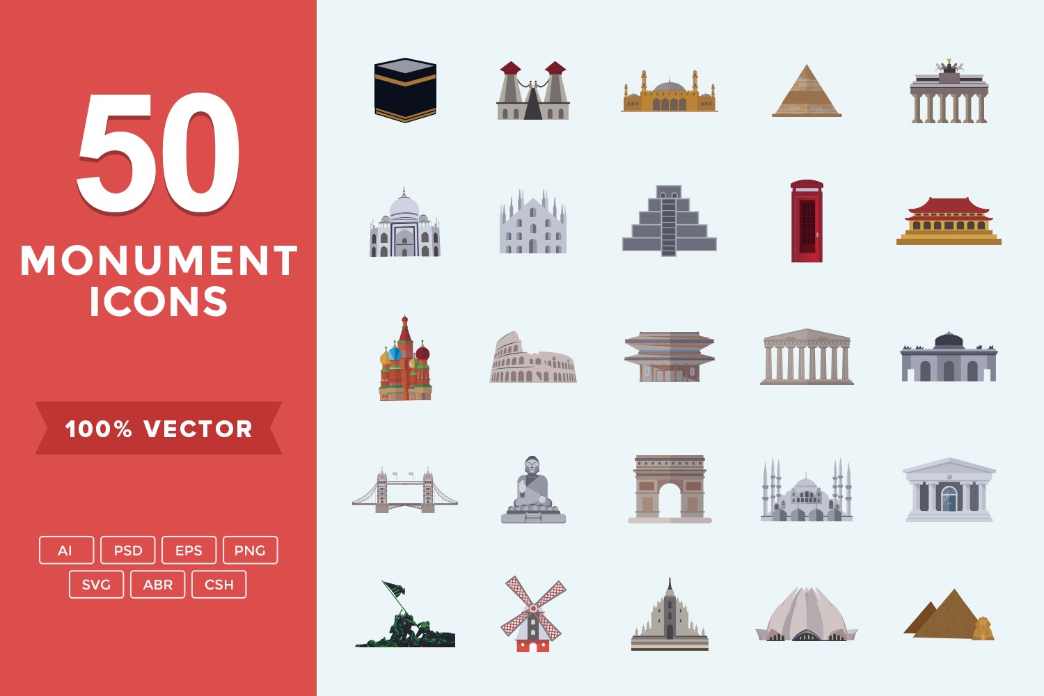 Flat Icons Monuments Set cover image.