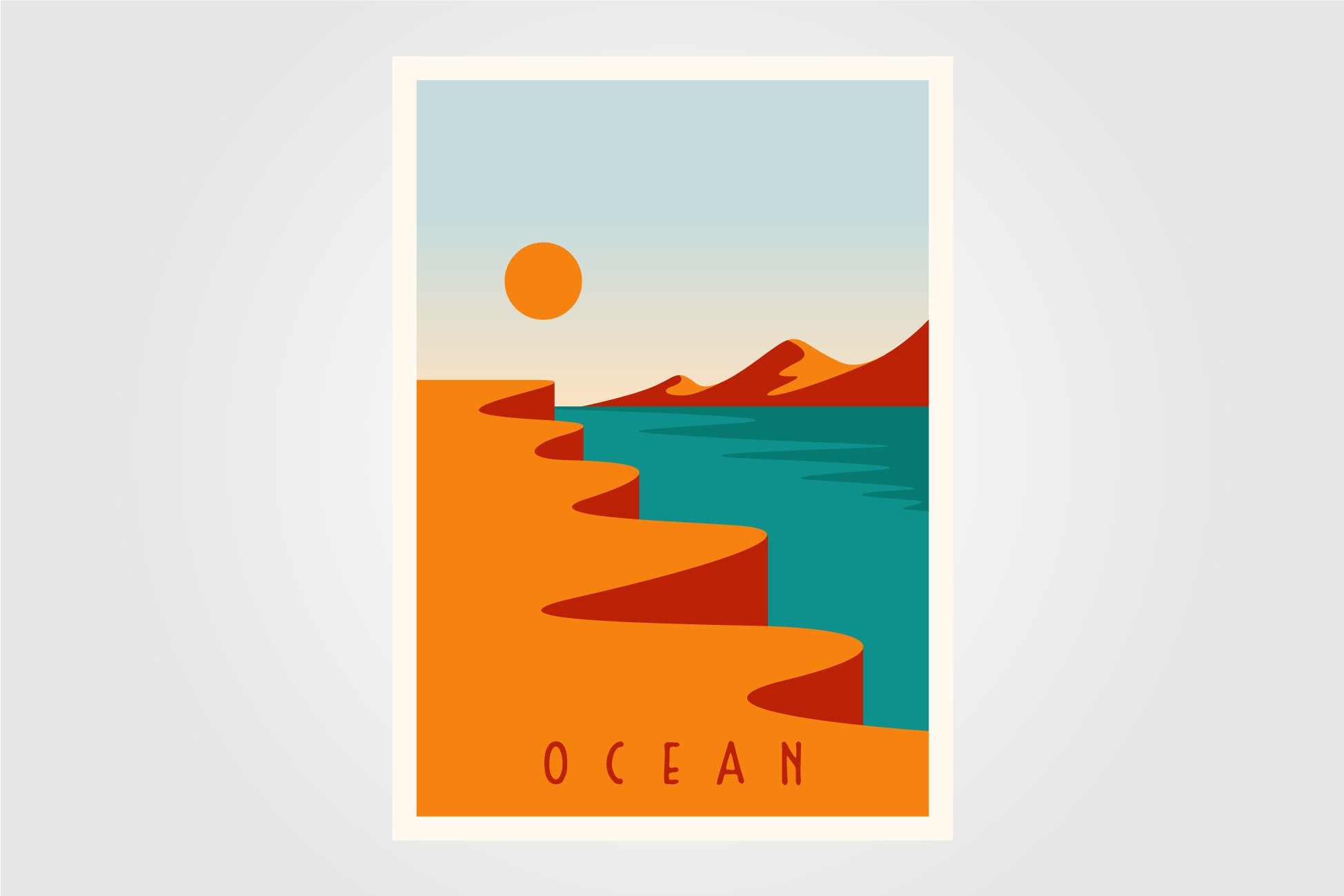ocean sunset minimalist poster cover image.