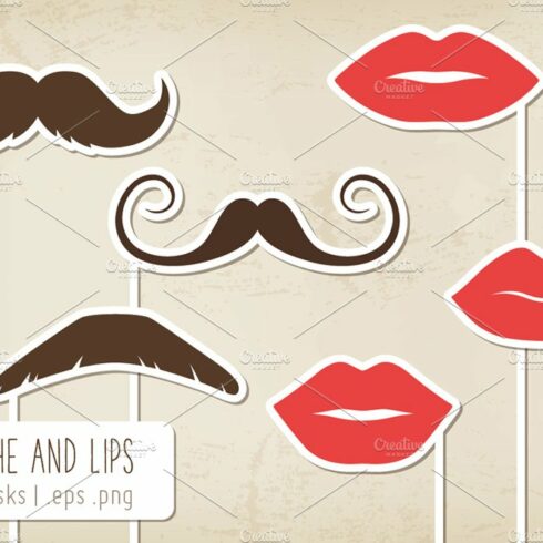 Retro moustaches and lips cover image.