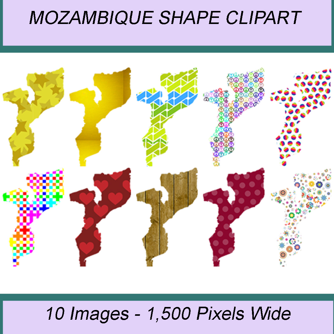 MOZAMBIQUE SHAPE CLIPART ICONS cover image.