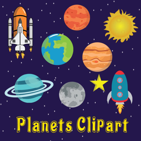Space and Planets Clipart cover image.