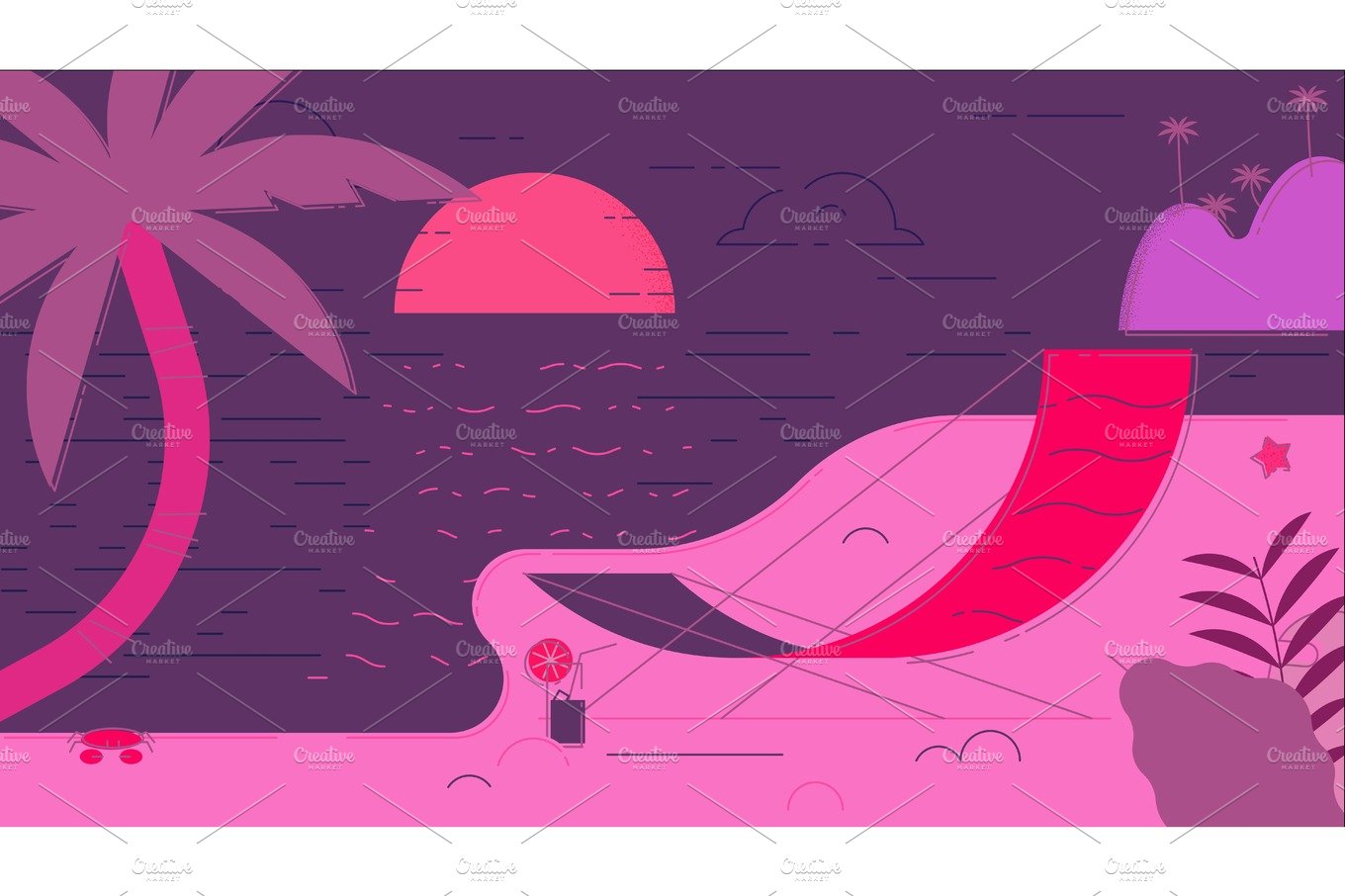 Beach Summer Vector Illustration cover image.