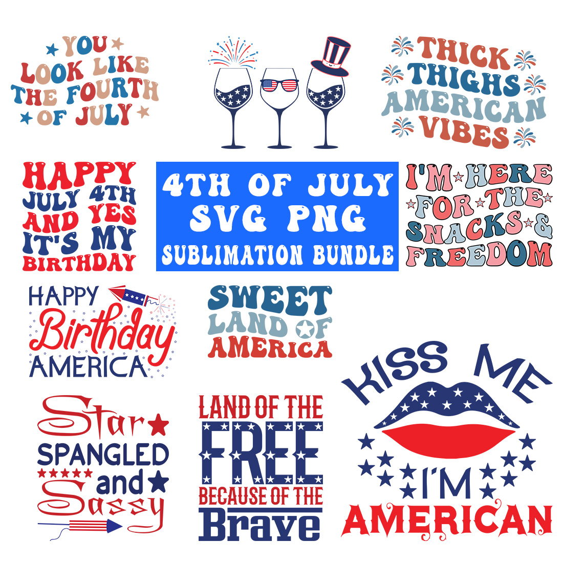 4th Of July SVG PNG Sublimation Cutting And Print File preview image.