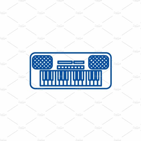 Synthesizer line icon concept cover image.