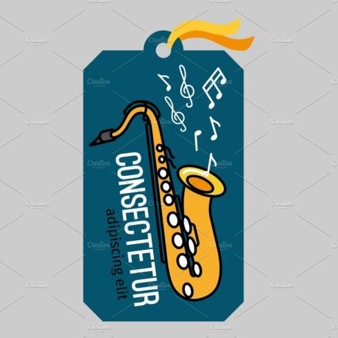 Music tag with saxophone cover image.