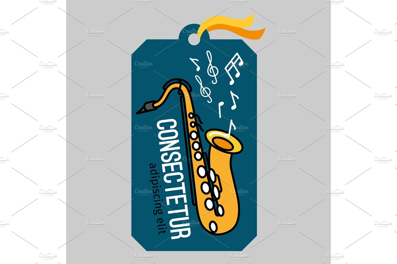 Music tag with saxophone cover image.
