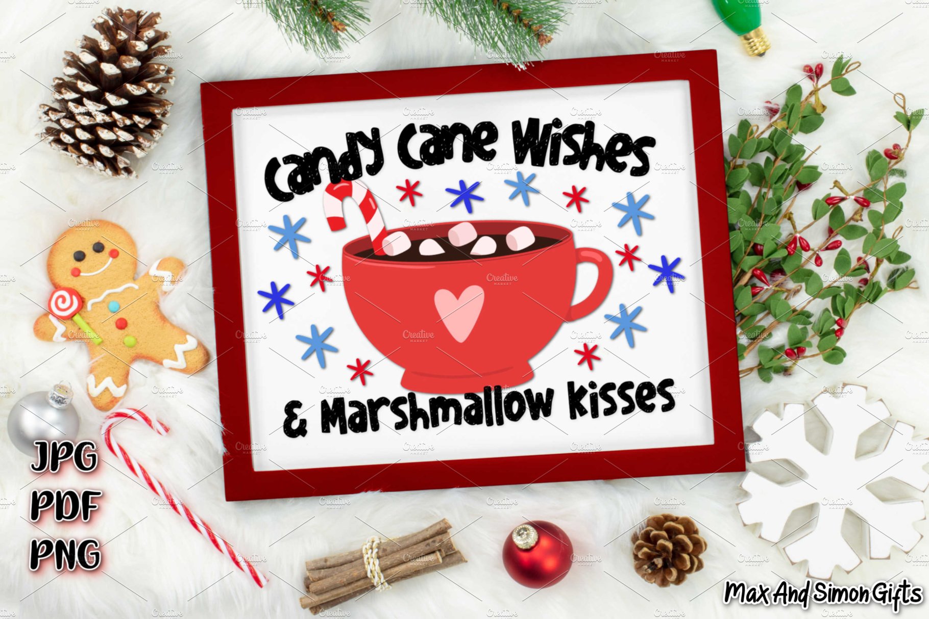 Christmas Candy Cane Wishes PNG preview image.