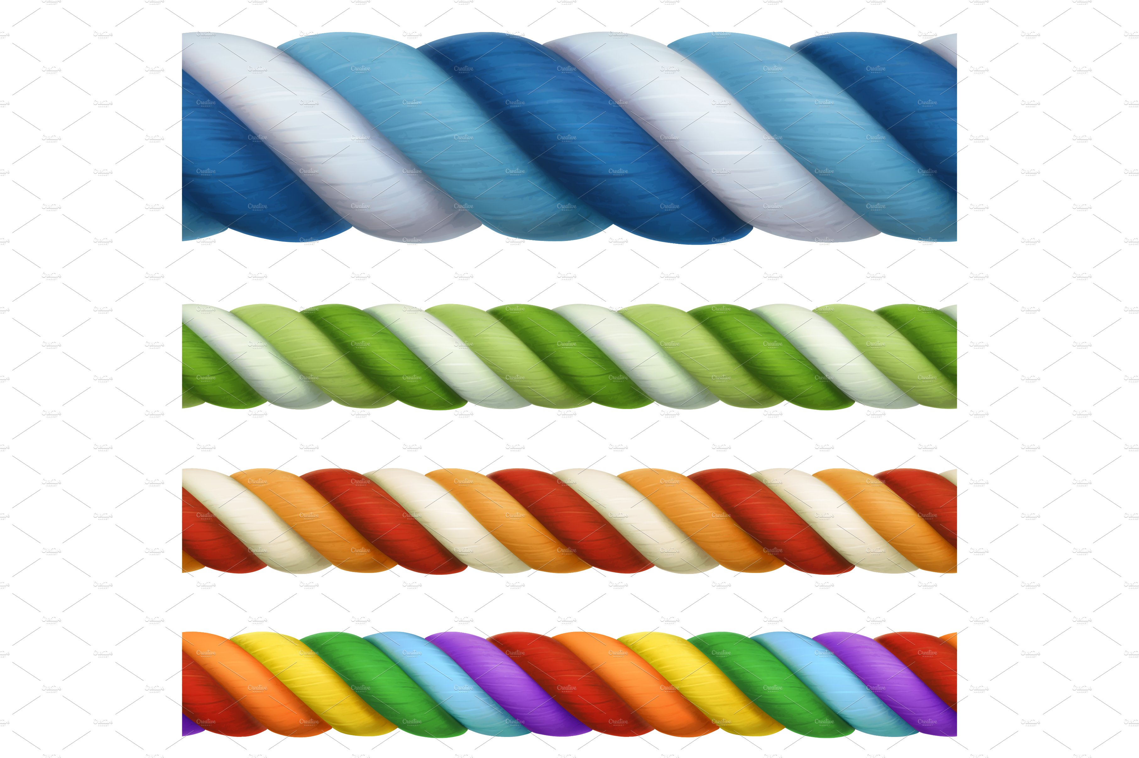 Multicolored ropes seamless elements cover image.