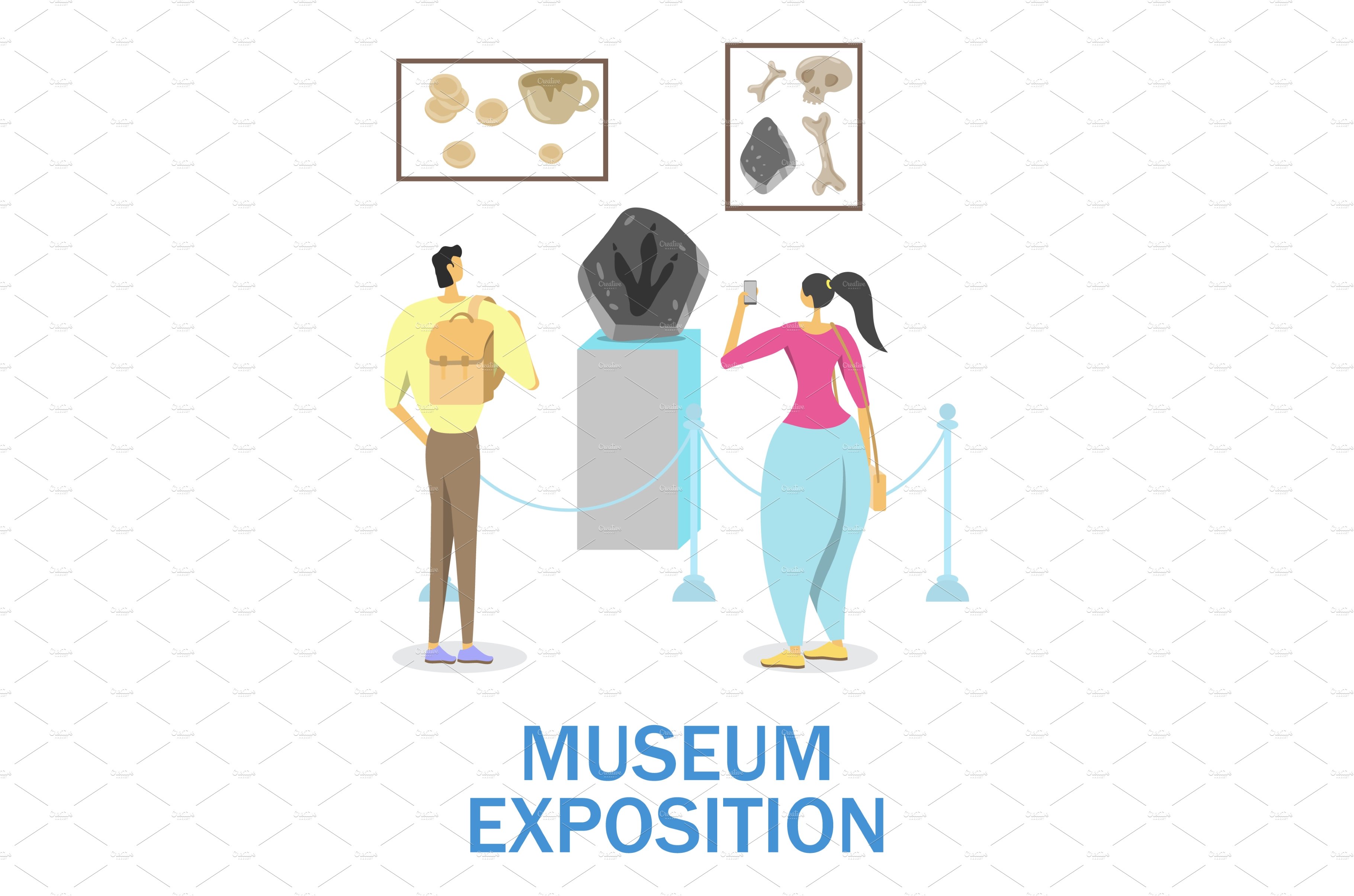 History museum exposition, vector cover image.